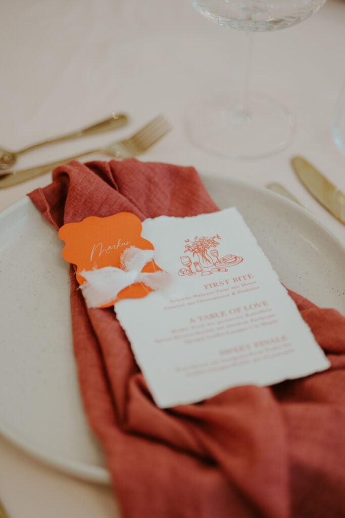 Menükarte einer Hochzeit